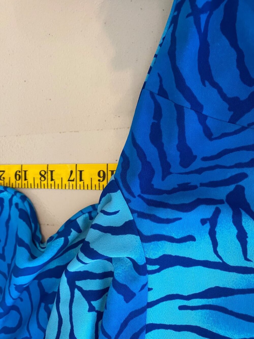 Blue Zebra Print Wrap Dress With Collar & Long Sleeves XS - Picture 8 of 10